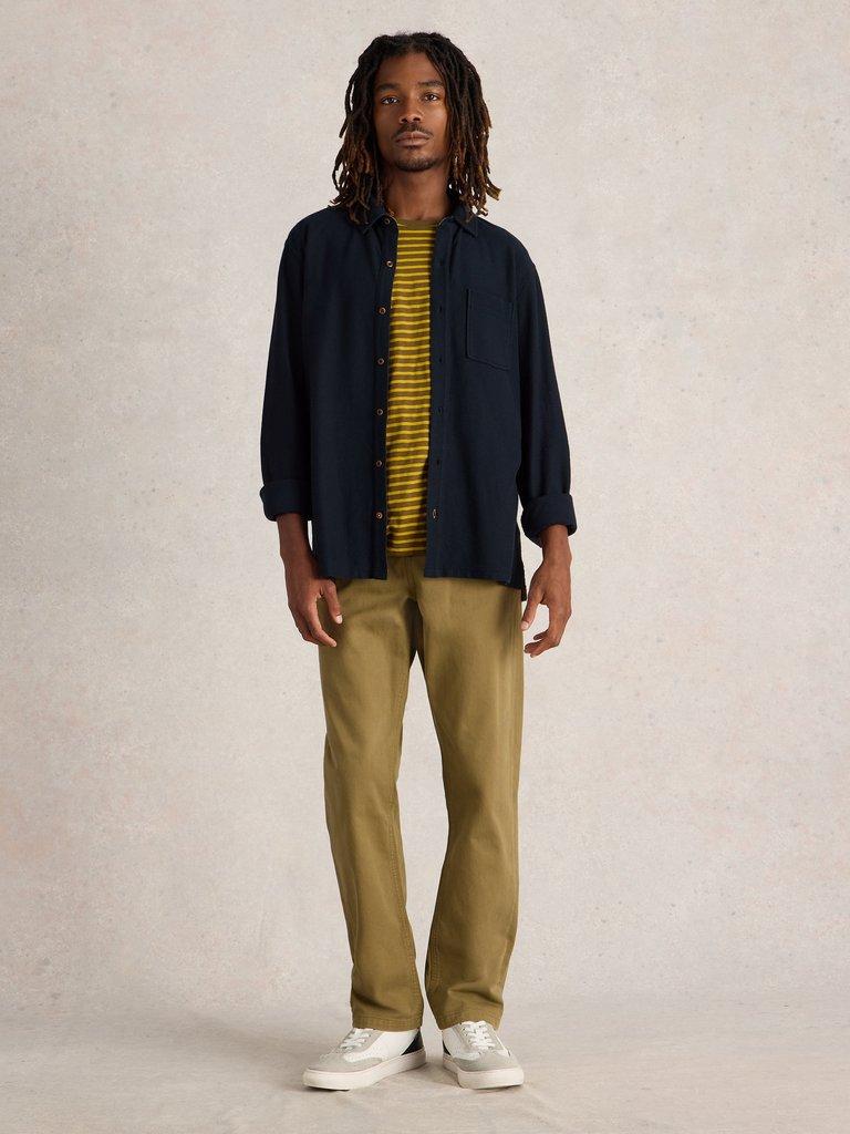 Textured Jersey Shirt in DARK NAVY - MODEL FRONT