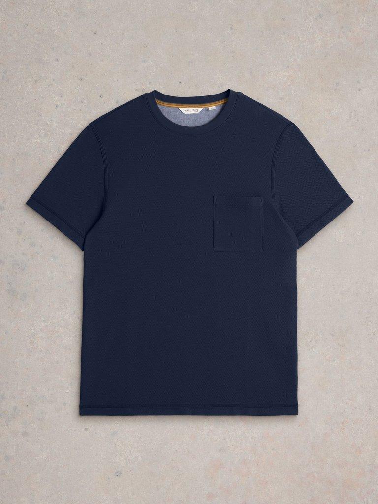 Tenby Textured SS Tee in DARK NAVY - FLAT FRONT