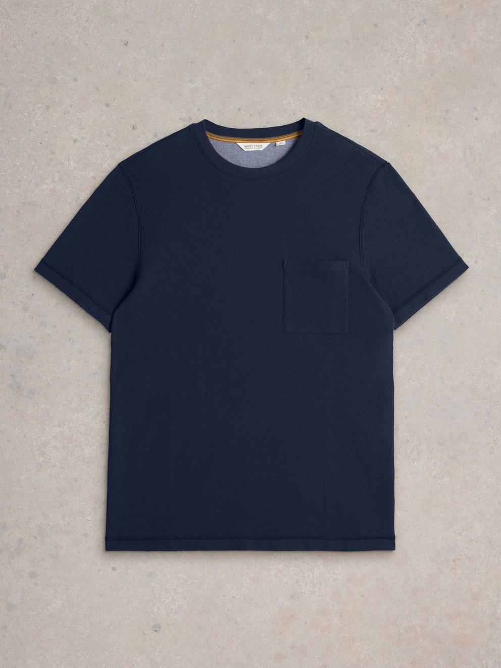 Tenby Textured SS Tee in DARK NAVY - FLAT FRONT