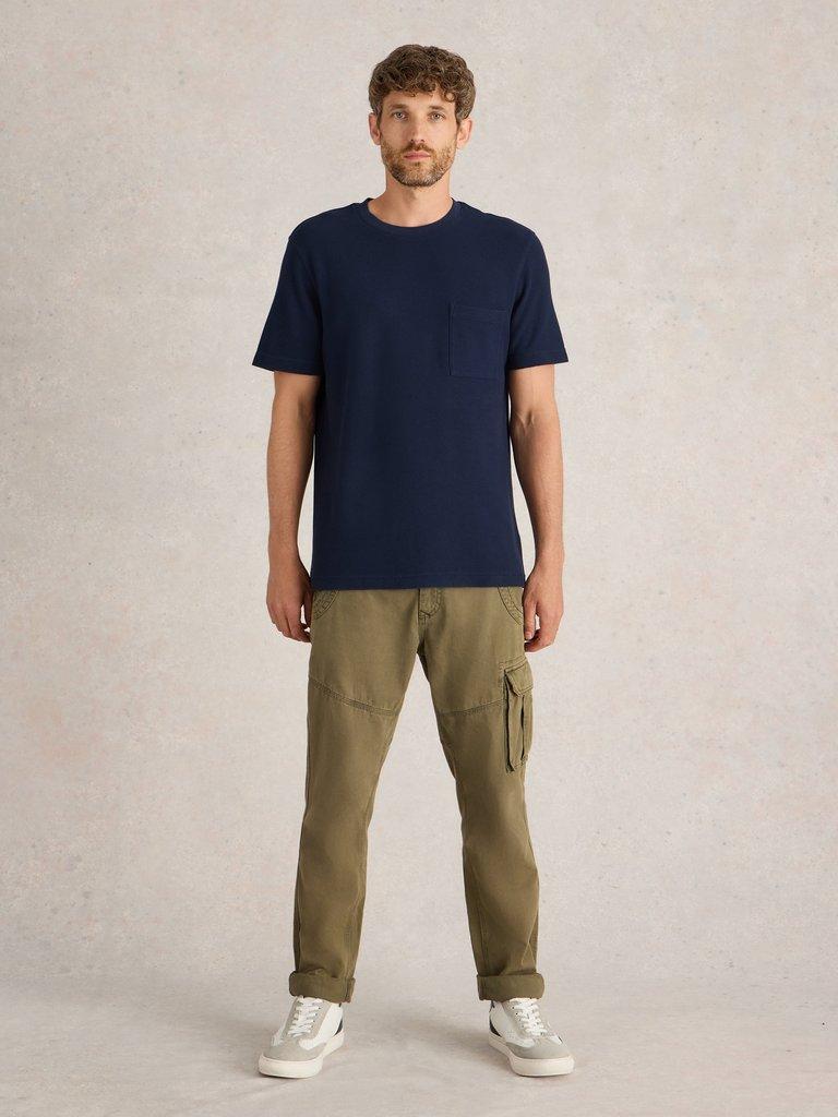 Tenby Textured SS Tee in DARK NAVY - MODEL FRONT