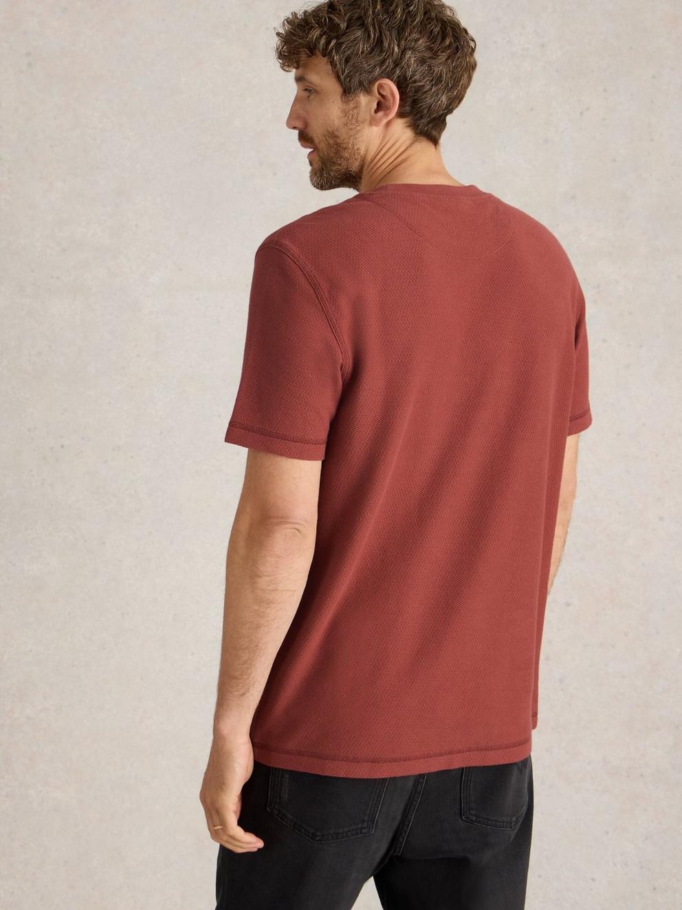Tenby Textured SS Tee in DEEP PINK - MODEL BACK