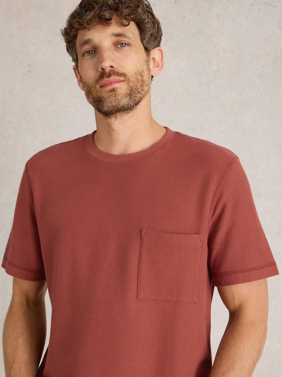 Tenby Textured SS Tee in DEEP PINK - MODEL DETAIL