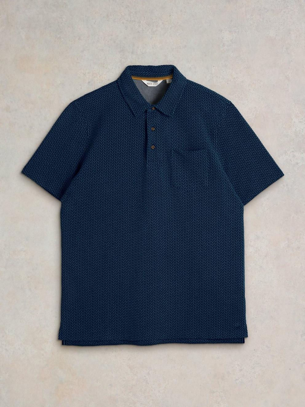 Jacquard Polo in DARK NAVY - FLAT FRONT