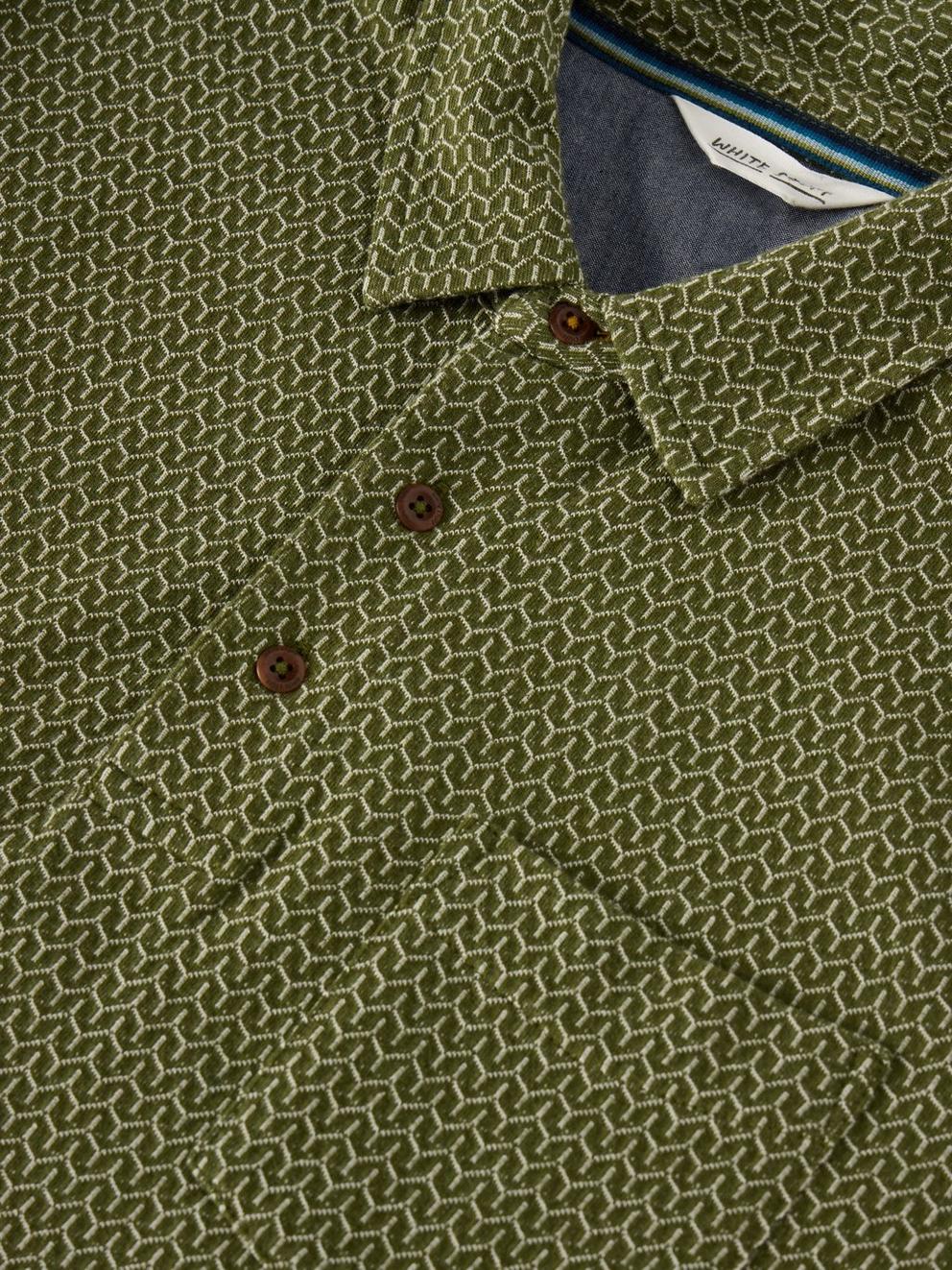 Jacquard Polo in KHAKI GRN - FLAT DETAIL