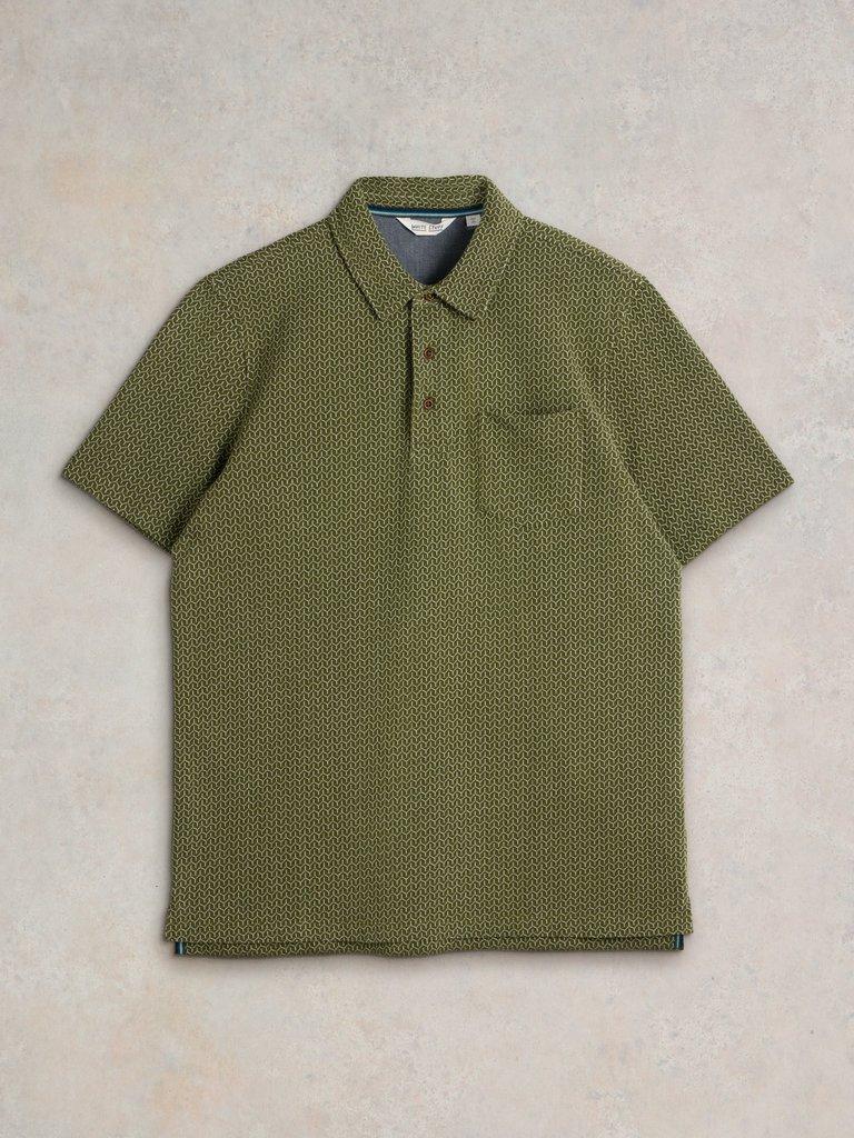Jacquard Polo in KHAKI GRN - FLAT FRONT
