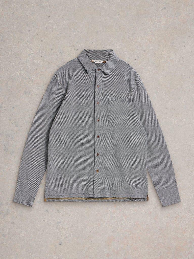 Pique Jersey Shirt in MID GREY - FLAT FRONT