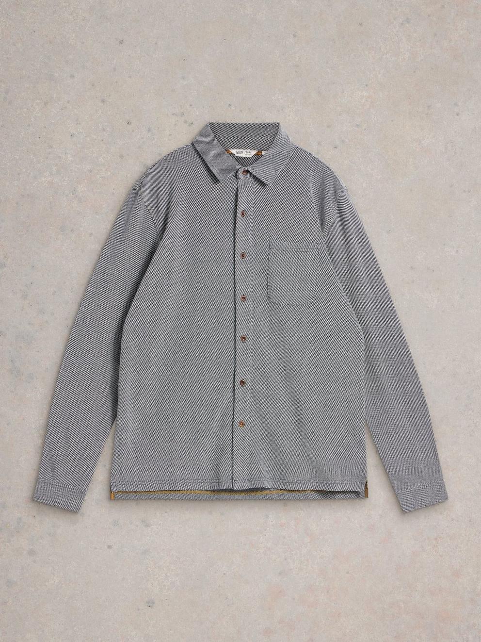 Pique Jersey Shirt in MID GREY - FLAT FRONT