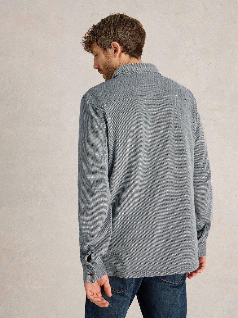 Pique Jersey Shirt in MID GREY - MODEL BACK