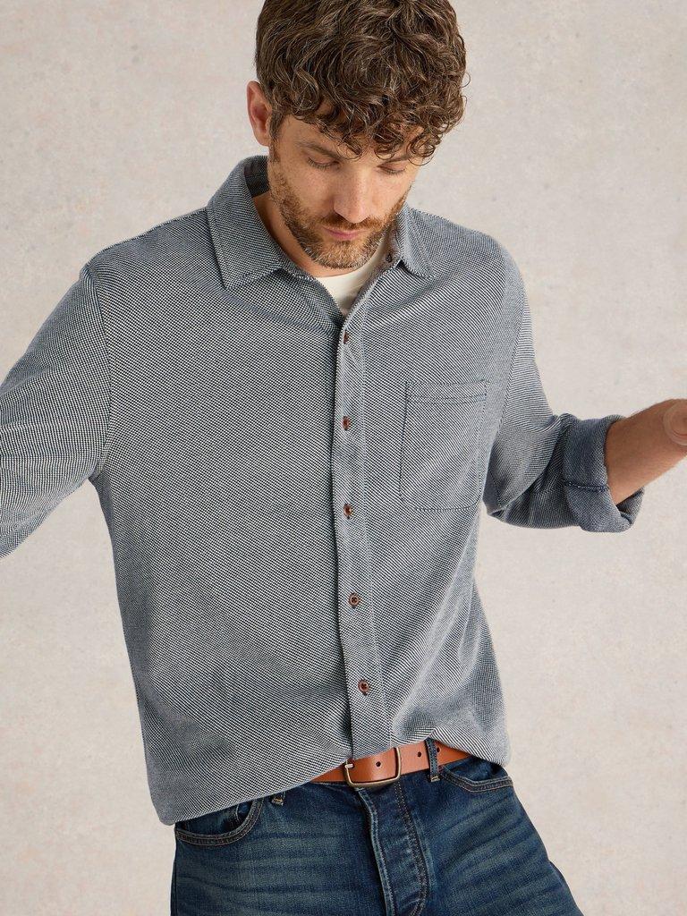 Pique Jersey Shirt in MID GREY - MODEL DETAIL