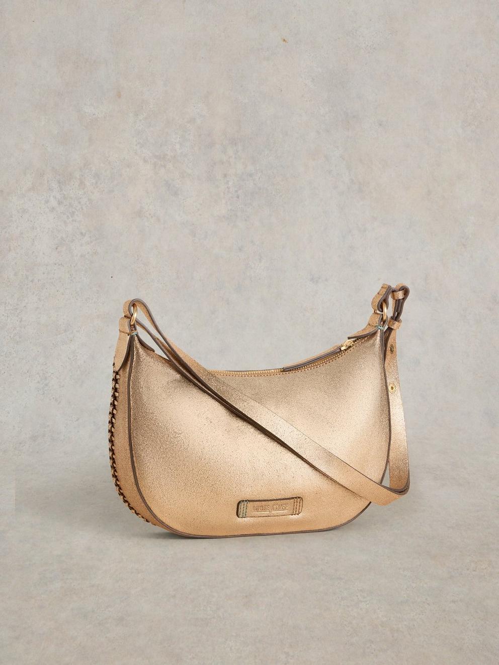 Suzie Swing Convertible Bag in GLD TN MET - FLAT BACK