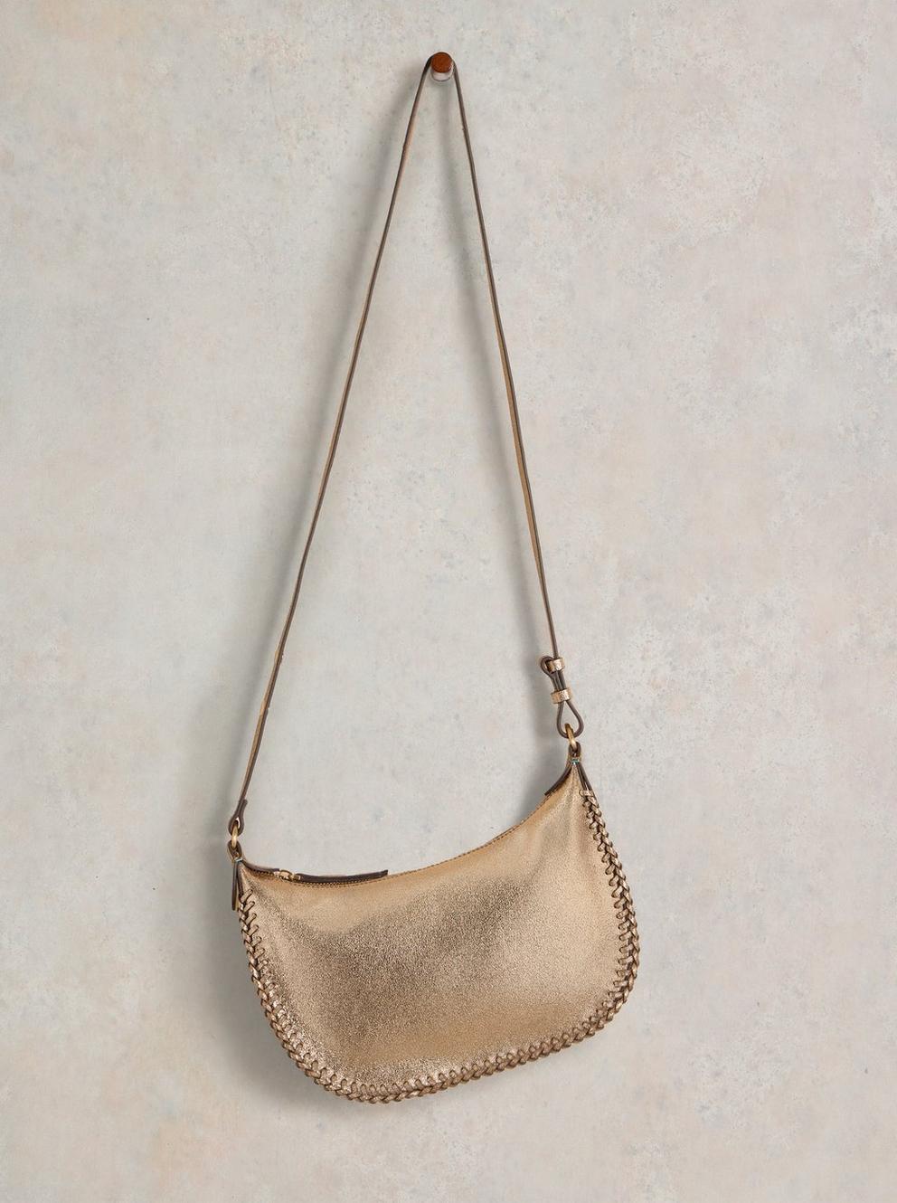 Suzie Swing Convertible Bag in GLD TN MET - FLAT FRONT