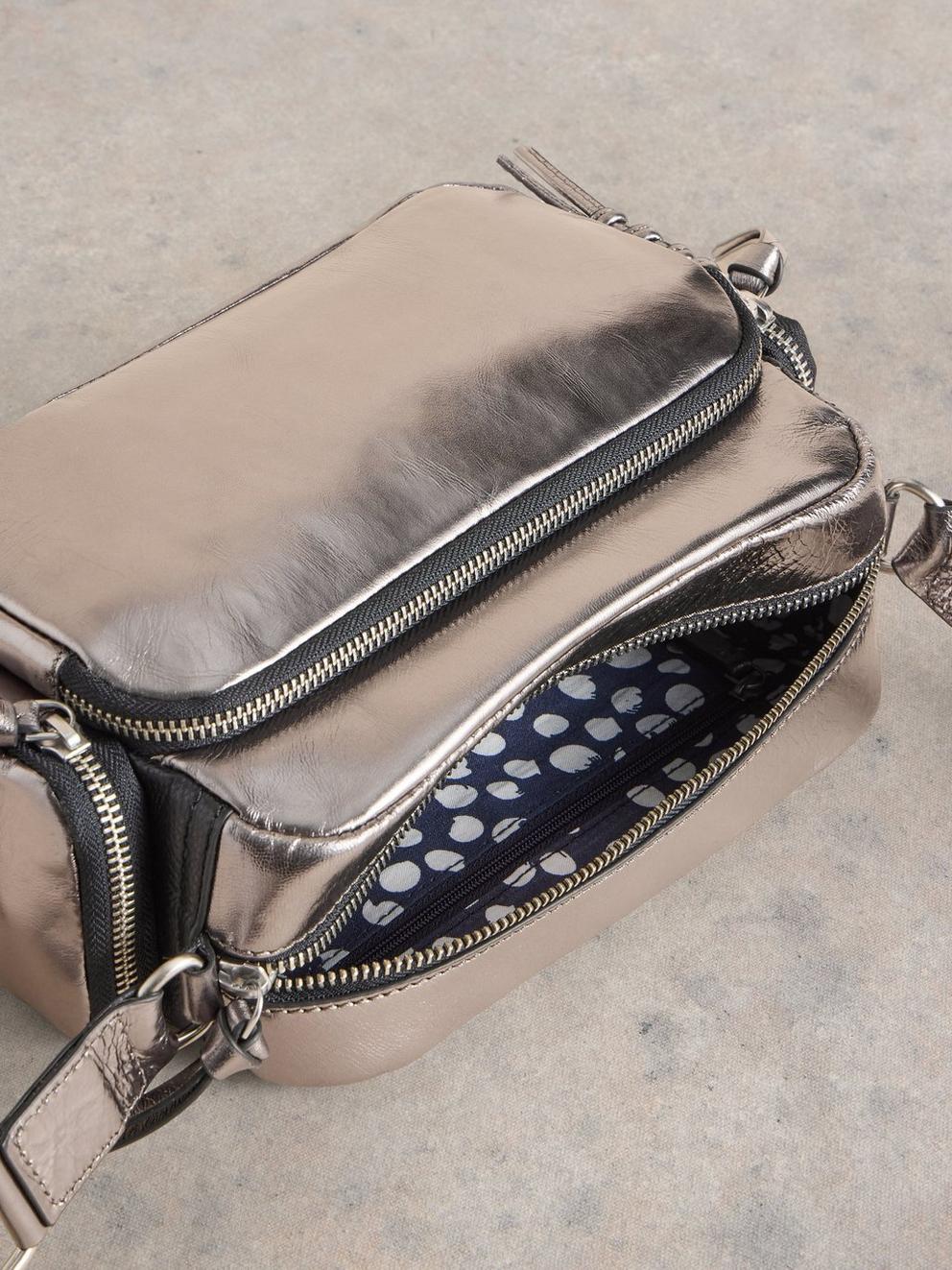 Lana Camera Bag in PEWTER MET - FLAT DETAIL