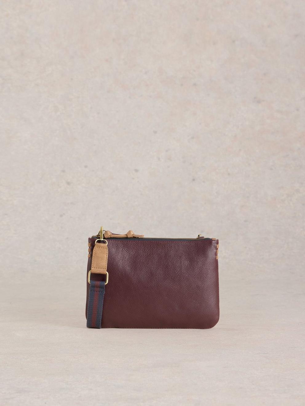 Connie Double Pouch Crossbody in COLOUR MET - MODEL FRONT