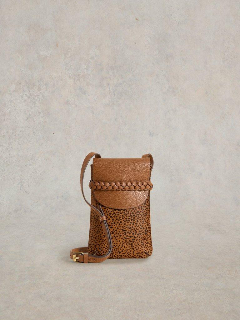 Clemmy Leather Phone Bag in TAN MULTI - LIFESTYLE