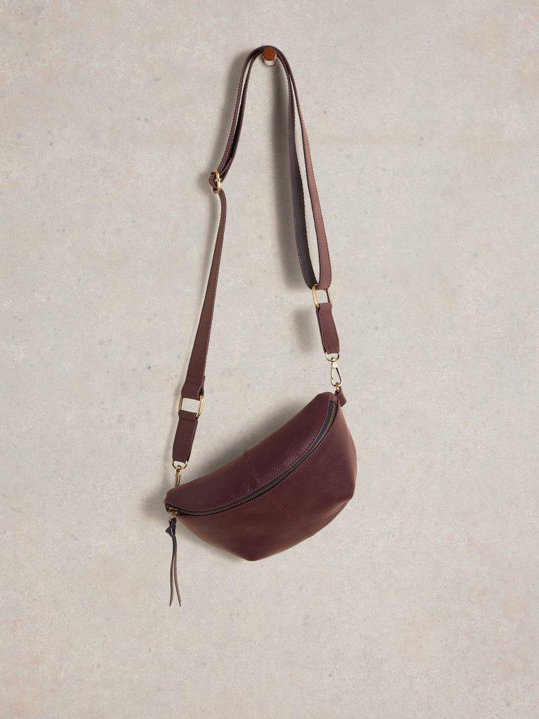 Mini Sebby Leather Sling Bag in DK PLUM - FLAT FRONT