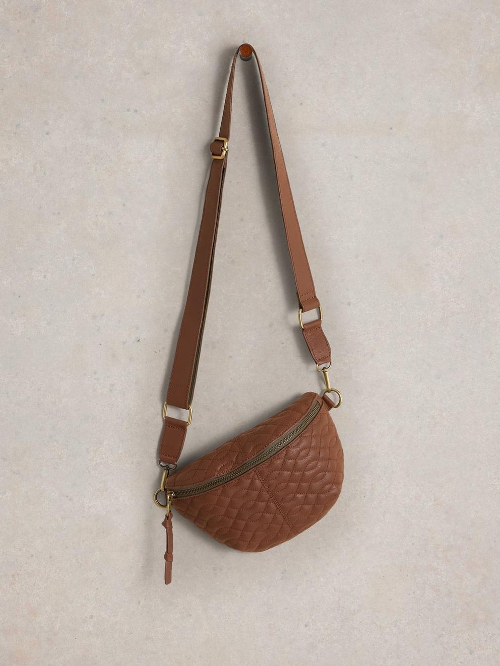 Mini Sebby Leather Sling Bag in MID TAN - FLAT FRONT