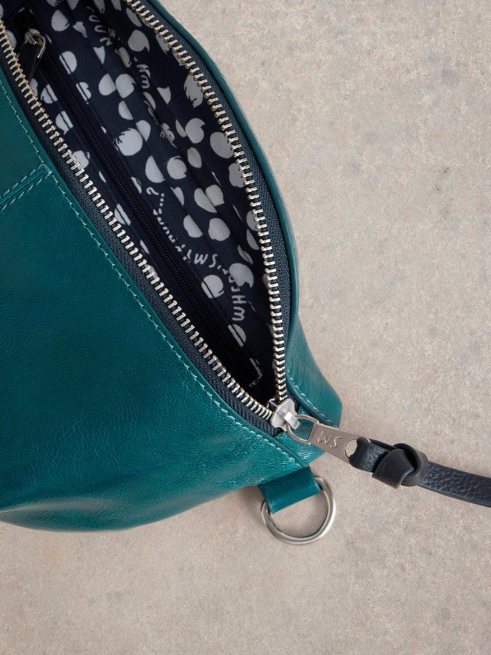 Mini Sebby Leather Sling Bag in MID TEAL - FLAT DETAIL