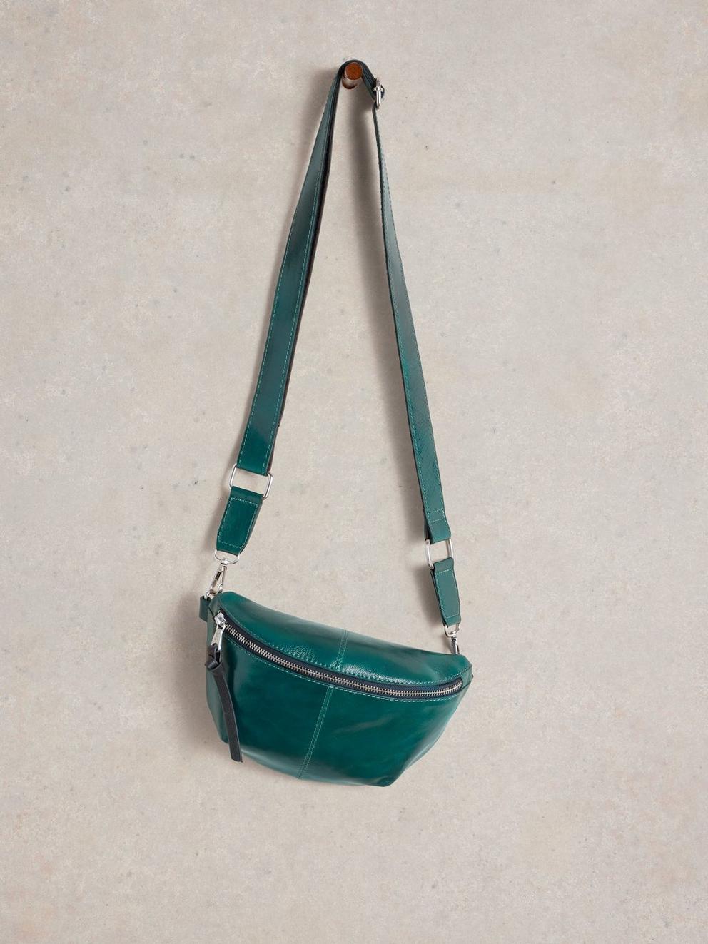 Mini Sebby Leather Sling Bag in MID TEAL - FLAT FRONT