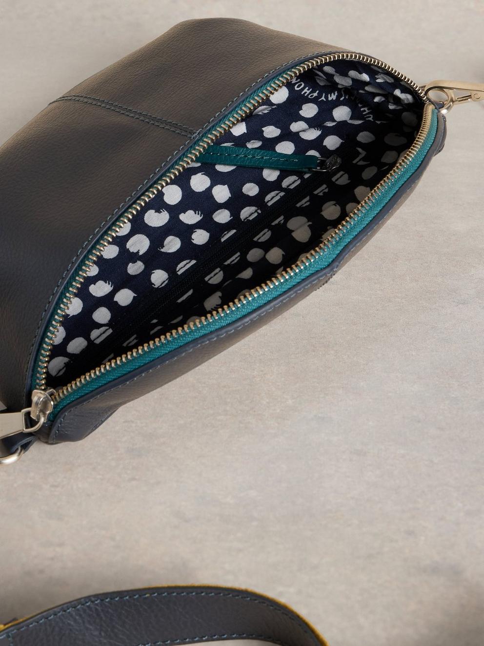 Mini Sebby Leather Sling Bag in NAVY MULTI - FLAT DETAIL