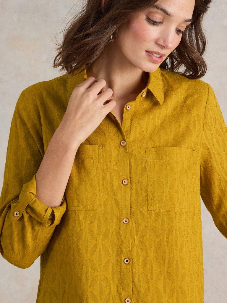 Sophie Cotton Long Sleeve Shirt in CHART MLT - MODEL DETAIL