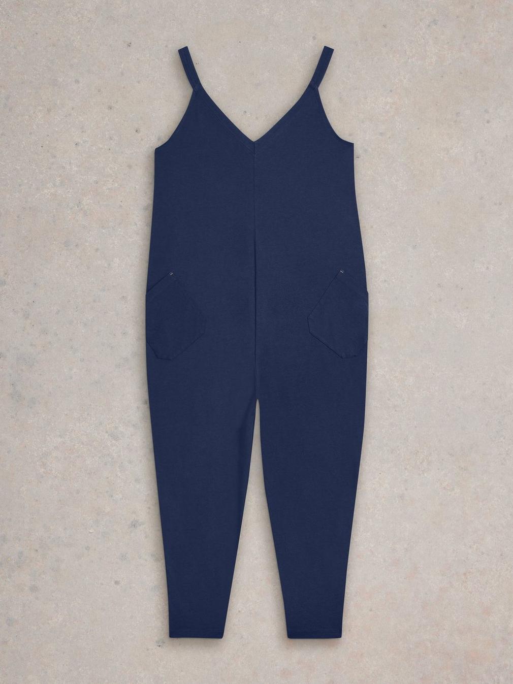 Selina Jersey V Neck Jumpsuit in DARK NAVY White Stuff