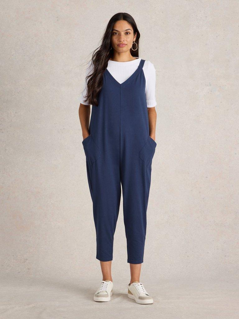 Selina Jersey V Neck Jumpsuit in DARK NAVY | White Stuff