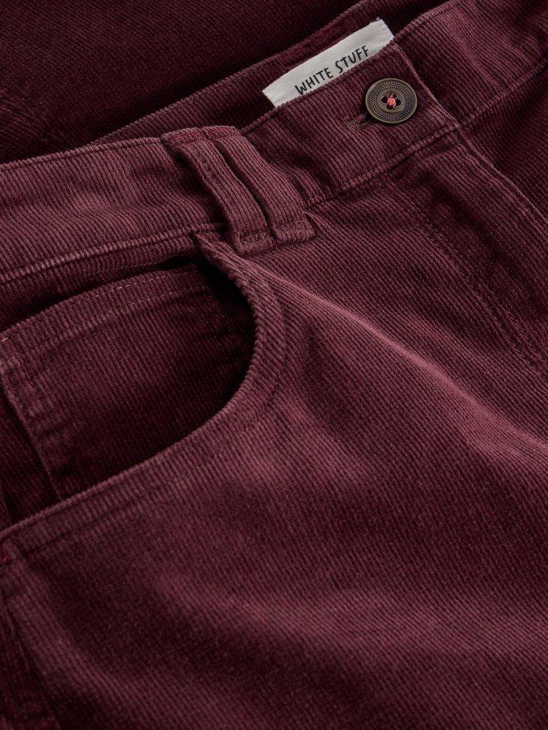 Quinn Organic Cord Midi Skirt in DK PLUM - FLAT DETAIL