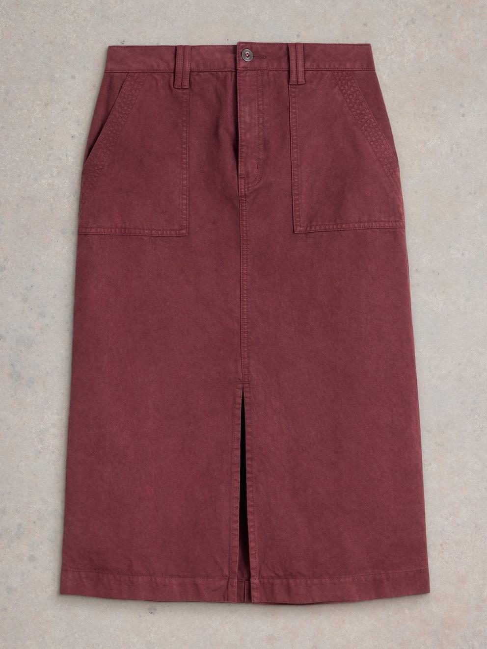 Maren Midi Skirt in DK PLUM - FLAT FRONT