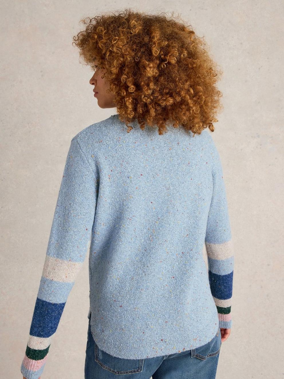 TALIA NEP JUMPER in BLUE MLT - MODEL BACK