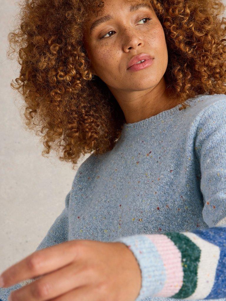 TALIA NEP JUMPER in BLUE MLT - MODEL DETAIL