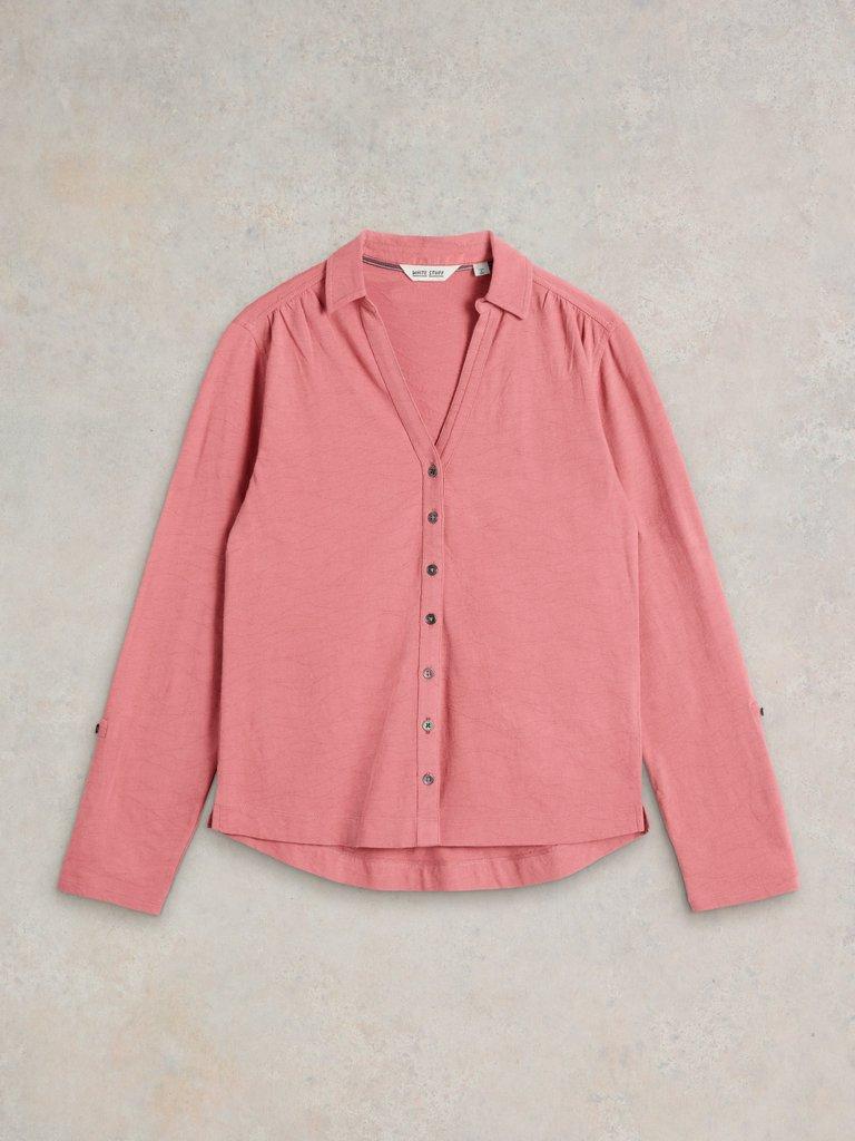 ANNIE TEXTURED SHIRT in DUS PINK - FLAT FRONT