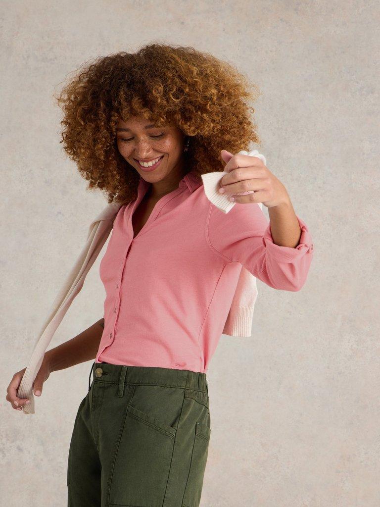 ANNIE TEXTURED SHIRT in DUS PINK - LIFESTYLE