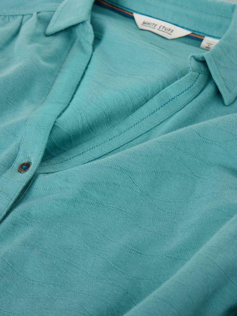 ANNIE TEXTURED SHIRT in MID TEAL - FLAT DETAIL