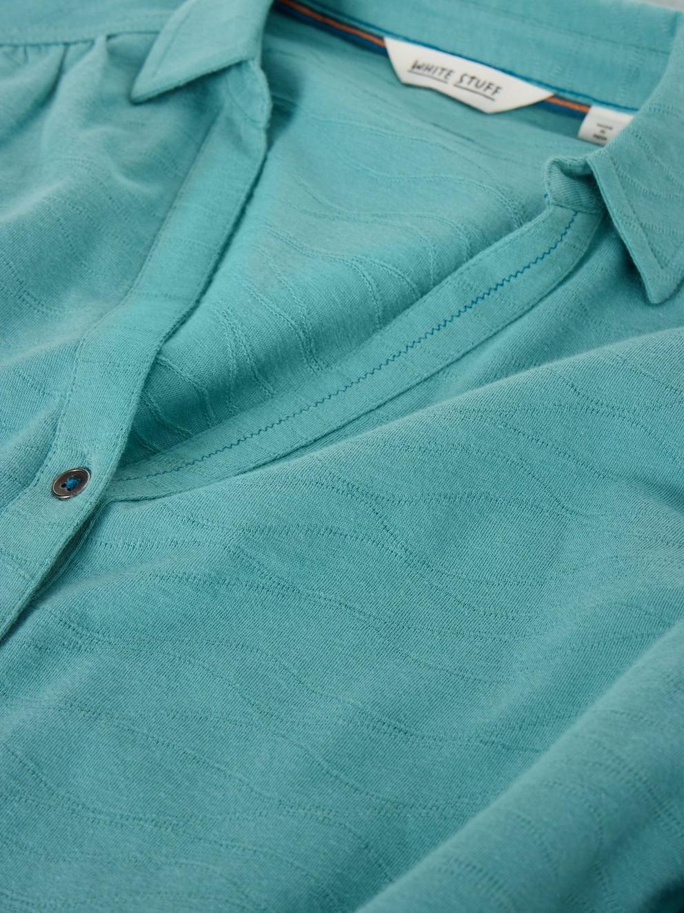 ANNIE TEXTURED SHIRT in MID TEAL - FLAT DETAIL