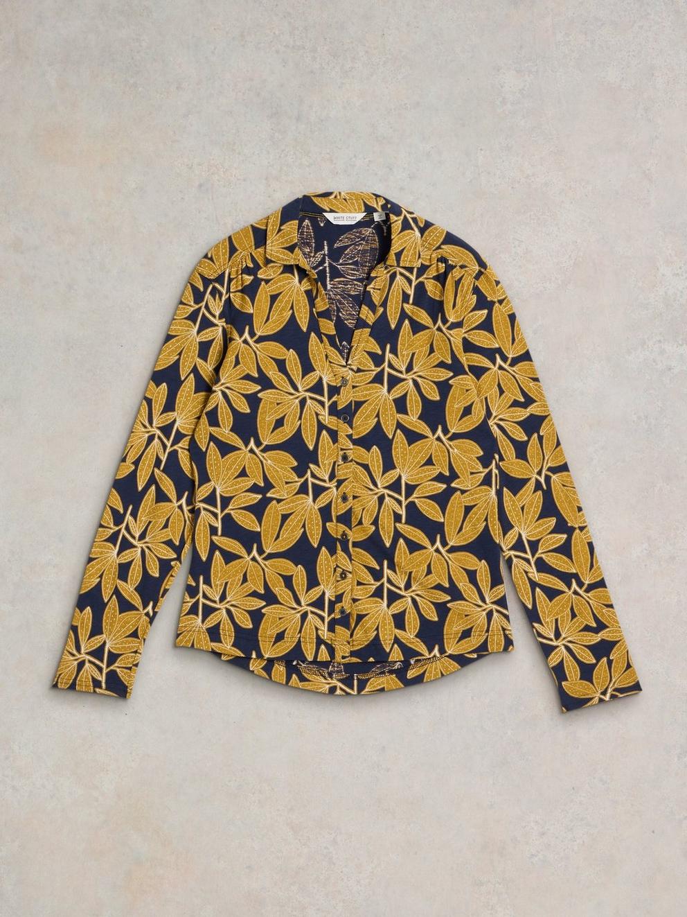 ANNIE LONG SLEEVE PRINTED SHIRT in NAVY PR - FLAT FRONT