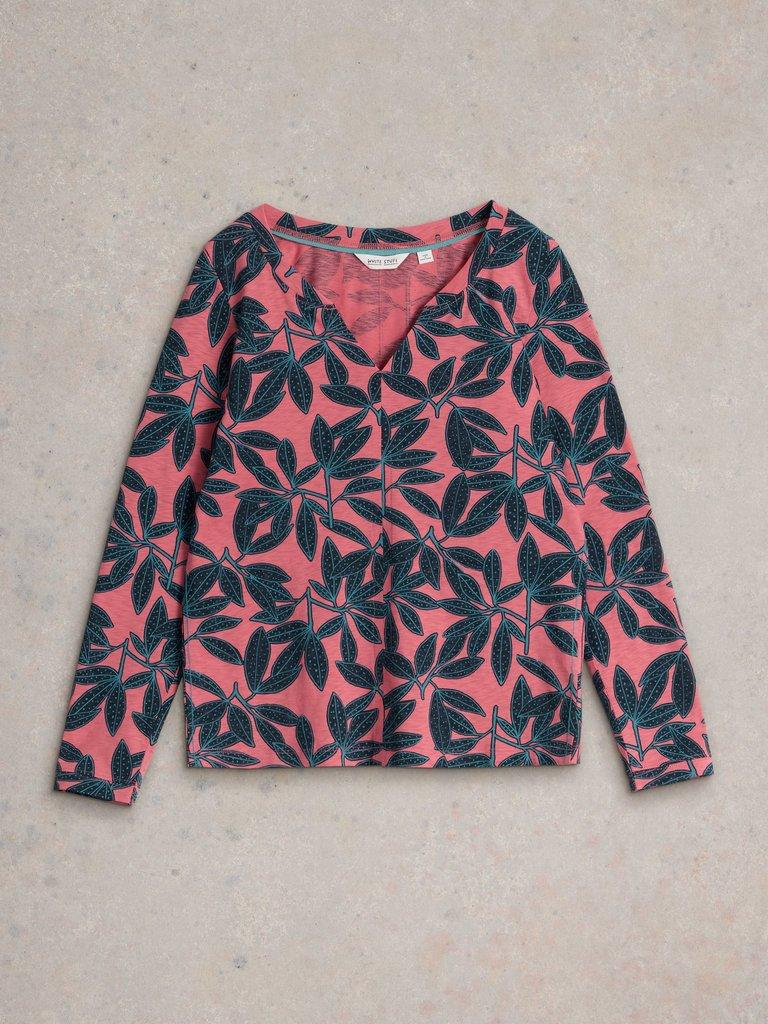 NELLY LONG SLEEVE TEE in CORAL PR - FLAT FRONT