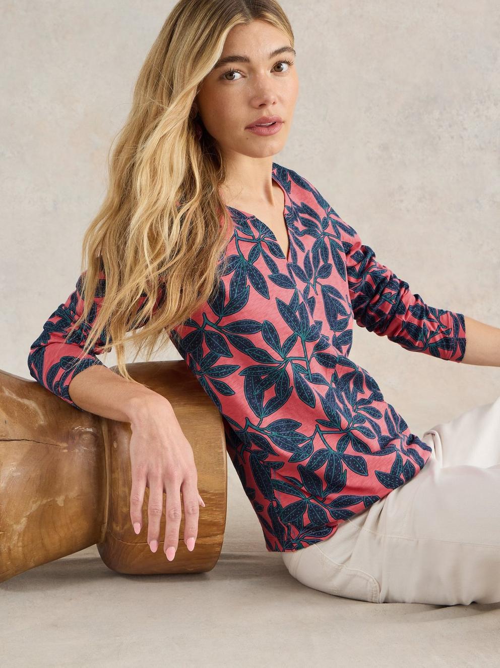 NELLY LONG SLEEVE TEE in CORAL PR - LIFESTYLE