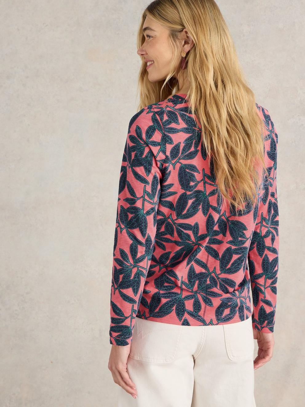NELLY LONG SLEEVE TEE in CORAL PR - MODEL BACK