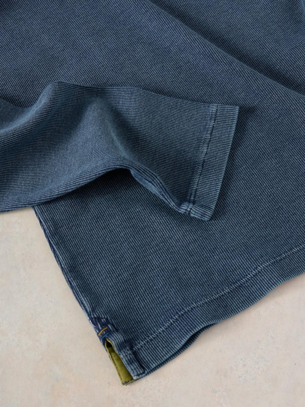 SADIE LONG SLEEVE RIB TEE in MID BLUE - FLAT DETAIL