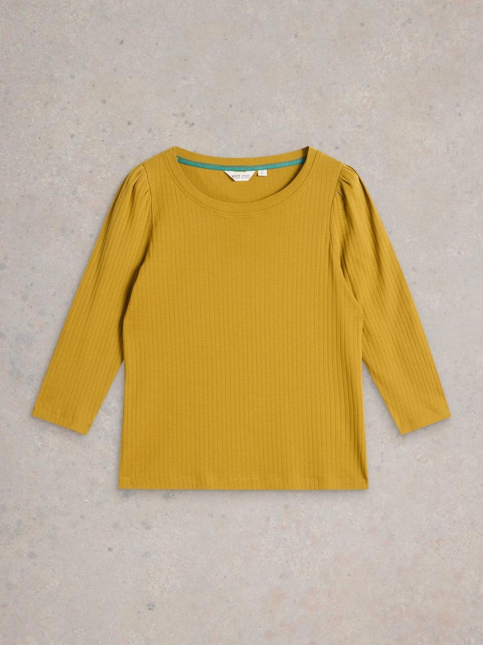 PUFF SLEEVE CREW NECK TEE in MID CHART - FLAT FRONT