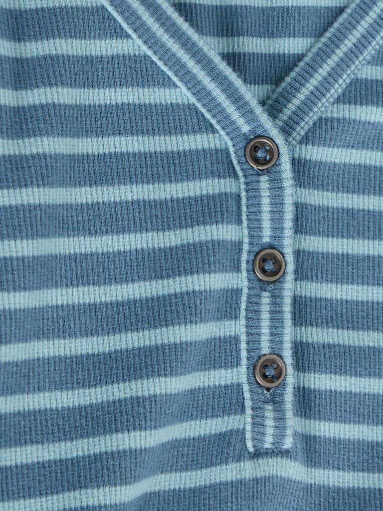 HALLEY RIB STRIPE HENLEY in BLUE MLT - FLAT DETAIL