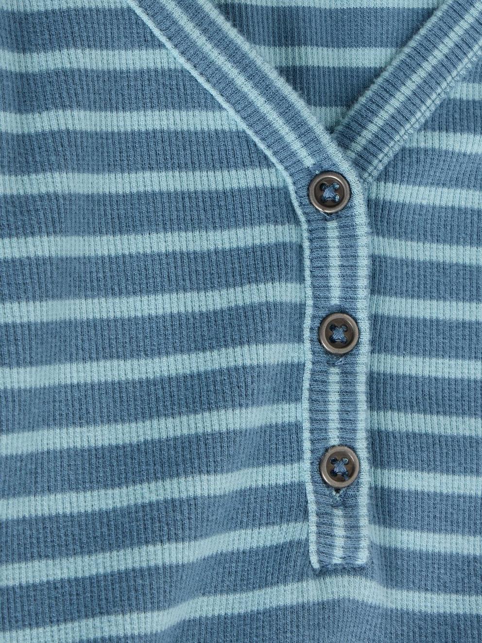 HALLEY RIB STRIPE HENLEY in BLUE MLT - FLAT DETAIL