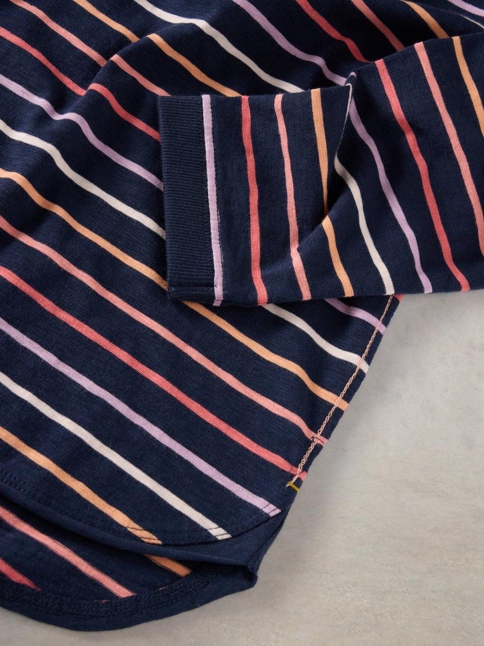CLARA STRIPE LS TEE in NAVY MULTI - FLAT DETAIL