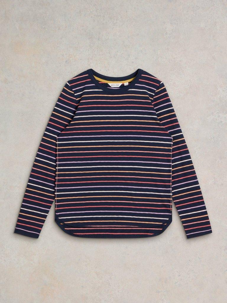 CLARA STRIPE LS TEE in NAVY MULTI - FLAT FRONT