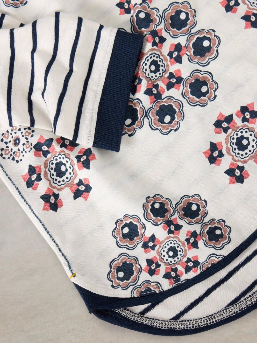 CLARA LONG SLEEVE TEE in NAT PR - FLAT DETAIL