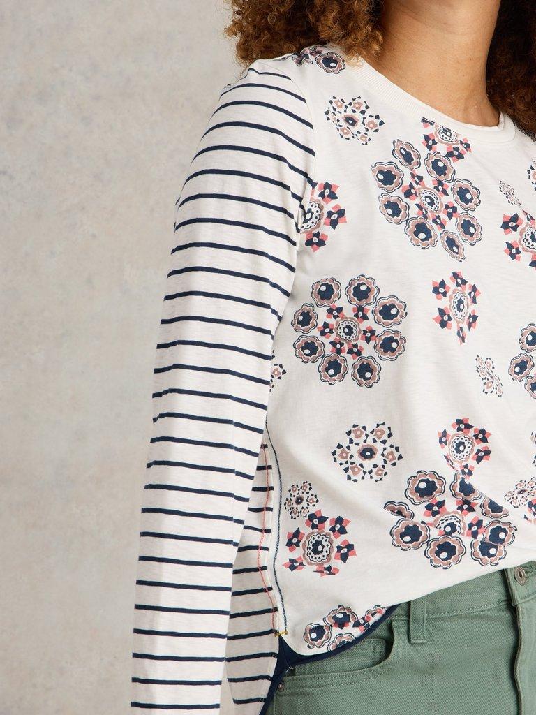 CLARA LONG SLEEVE TEE in NAT PR - MODEL DETAIL