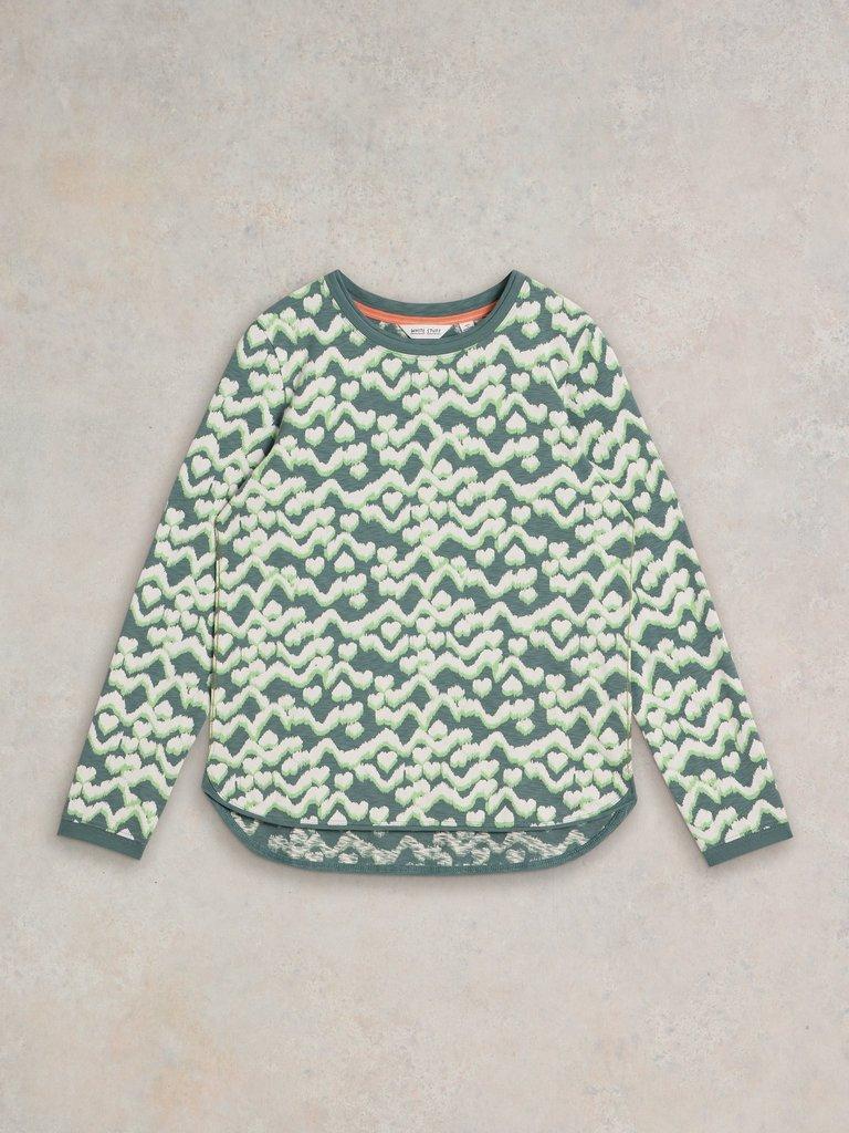 CLARA LONG SLEEVE TEE in TEAL PR - FLAT FRONT