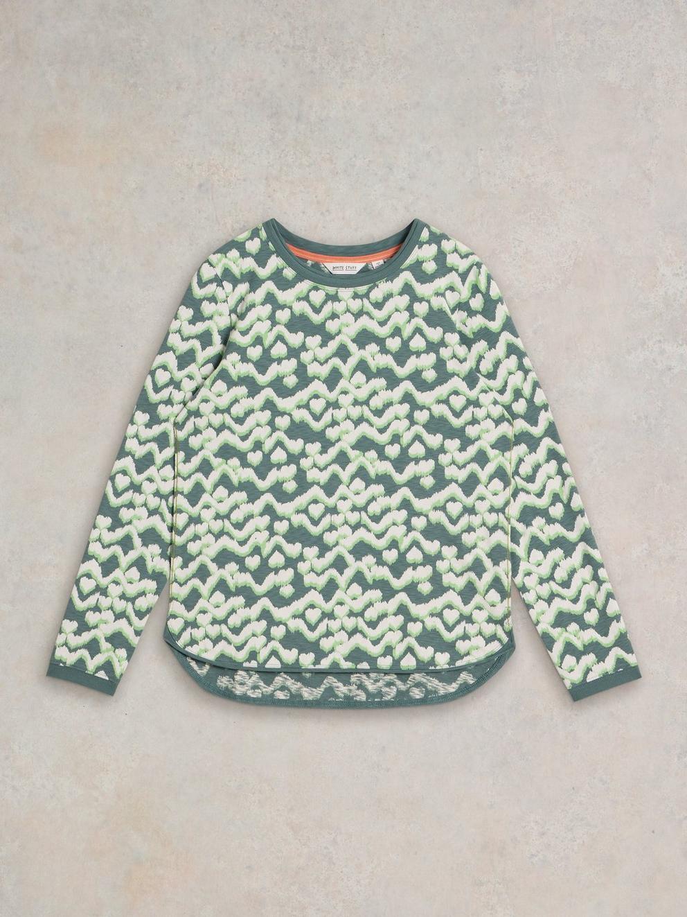 CLARA LONG SLEEVE TEE in TEAL PR - FLAT FRONT