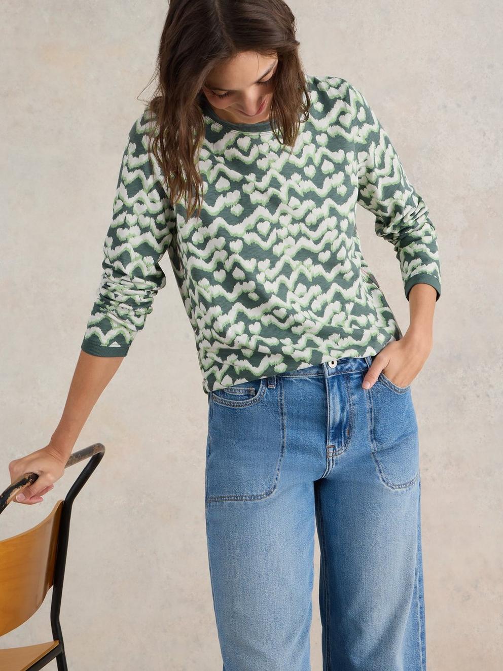 CLARA LONG SLEEVE TEE in TEAL PR - LIFESTYLE