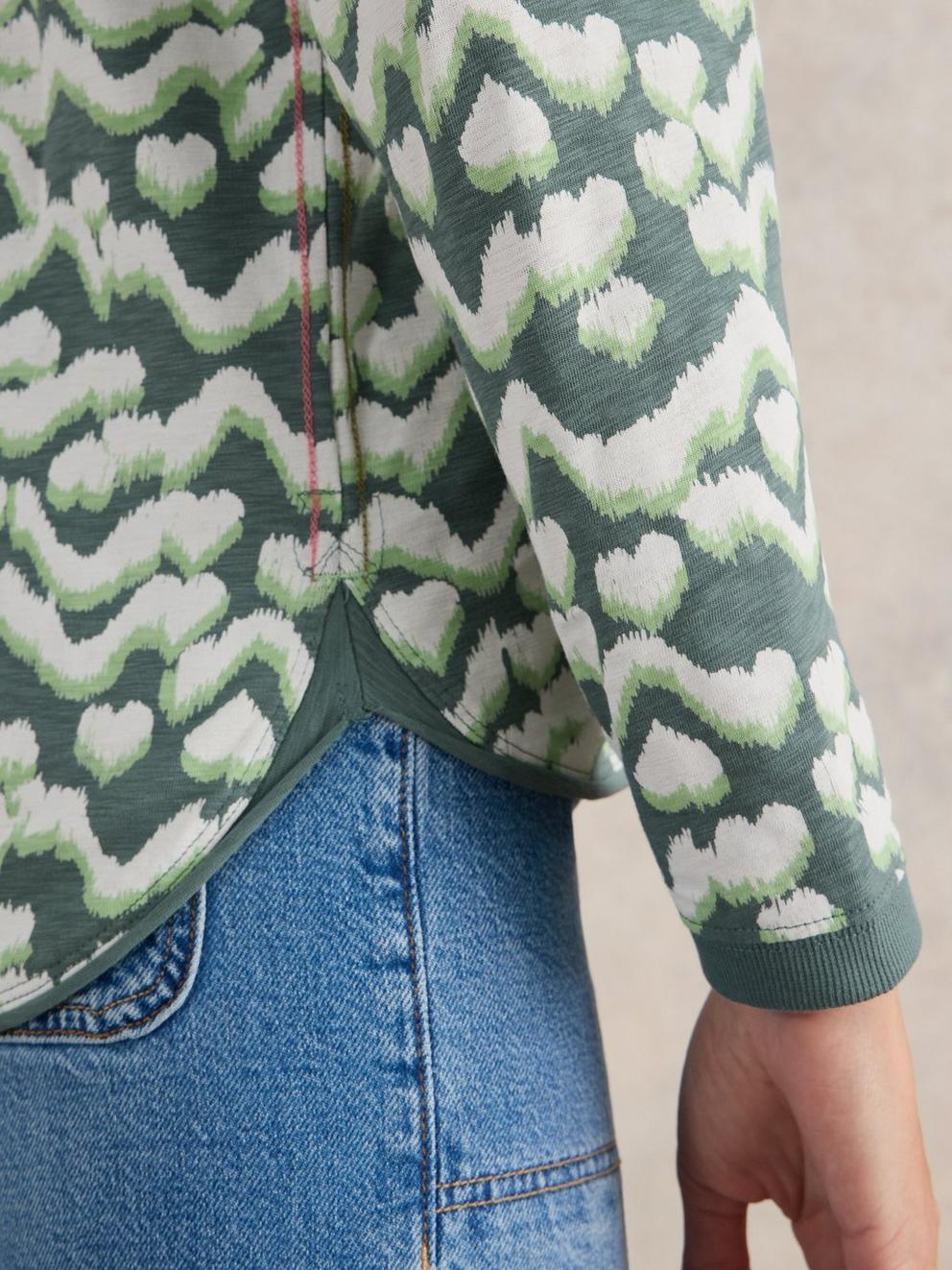 CLARA LONG SLEEVE TEE in TEAL PR - MODEL DETAIL